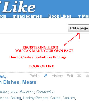 add create a fan page books