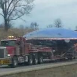 Military Truck Transporting Broken UFO Spaceship Object