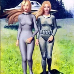 Two Commander Blond Girls From An Alien Movie