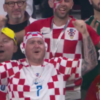 Croatians Celebrating Soccer Team Goals at Qatar World Cup 2022