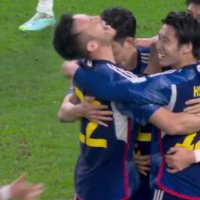 Japan National Soccer Team Celebrating Goal