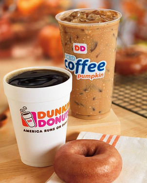 Dunkin Donuts Cup Of Coffee With A Donut